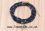 GMN7418 4mm faceted round tiny dumortierite beaded necklace with constellation charm