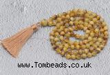 GMN742 Hand-knotted 8mm, 10mm golden tiger eye 108 beads mala necklaces with tassel