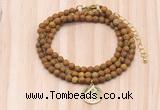 GMN7431 4mm faceted round tiny wooden jasper beaded necklace with constellation charm