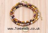 GMN7433 4mm faceted round tiny mookaite jasper beaded necklace with constellation charm