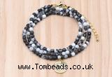 GMN7441 4mm faceted round tiny black & white jasper beaded necklace with constellation charm