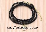 GMN7447 4mm faceted round tiny black spinel beaded necklace with constellation charm