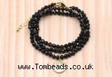 GMN7448 4mm faceted round tiny golden obsidian beaded necklace with constellation charm