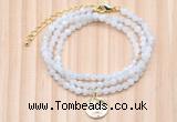 GMN7451 4mm faceted round tiny white moonstone beaded necklace with constellation charm