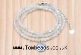 GMN7452 4mm faceted round tiny white moonstone beaded necklace with constellation charm