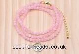 GMN7456 4mm faceted round tiny rose quartz beaded necklace with constellation charm