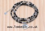 GMN7467 4mm faceted round black rutilated quartz beaded necklace with constellation charm