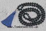 GMN751 Hand-knotted 8mm, 10mm blue tiger eye 108 beads mala necklaces with tassel