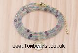 GMN7514 4mm faceted round tiny fluorite beaded necklace with letter charm