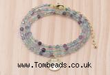 GMN7514 4mm faceted round tiny fluorite beaded necklace with letter charm