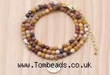 GMN7533 4mm faceted round tiny mookaite jasper beaded necklace with letter charm