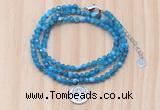 GMN7570 4mm faceted round apatite beaded necklace with letter charm