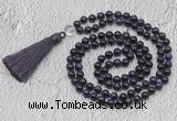 GMN761 Hand-knotted 8mm, 10mm purple tiger eye 108 beads mala necklaces with tassel