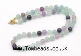 GMN7635 18 - 36 inches 8mm, 10mm matte fluorite beaded necklaces