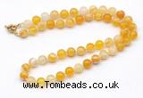 GMN7743 18 - 36 inches 8mm, 10mm round yellow banded agate beaded necklaces