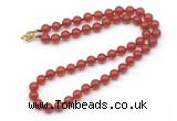 GMN7759 18 - 36 inches 8mm, 10mm round red agate beaded necklaces