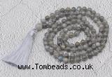 GMN779 Hand-knotted 8mm, 10mm labradorite 108 beads mala necklaces with tassel