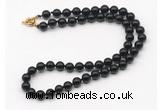 GMN7821 18 - 36 inches 8mm, 10mm round black tourmaline beaded necklaces