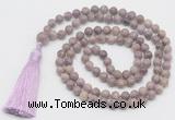 GMN813 Hand-knotted 8mm, 10mm lepidolite 108 beads mala necklace with tassel