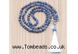 GMN8201 18 - 36 inches 8mm blue spot stone 54, 108 beads mala necklace with tassel