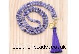 GMN8204 18 - 36 inches 8mm dogtooth amethyst 54, 108 beads mala necklace with tassel