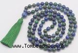 GMN821 Hand-knotted 8mm, 10mm chrysocolla 108 beads mala necklace with tassel