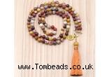 GMN8212 18 - 36 inches 8mm mookaite 54, 108 beads mala necklace with tassel