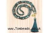 GMN8214 18 - 36 inches 8mm African turquoise 54, 108 beads mala necklace with tassel