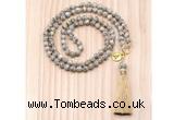 GMN8218 18 - 36 inches 8mm feldspar 54, 108 beads mala necklace with tassel