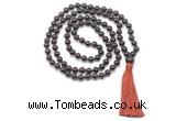 GMN8402 Hand-knotted 8mm, 10mm garnet 27, 54, 108 beads mala necklace with tassel