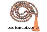 GMN8417 8mm, 10mm picasso jasper 27, 54, 108 beads mala necklace with tassel