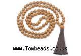 GMN8418 8mm, 10mm wooden jasper 27, 54, 108 beads mala necklace with tassel
