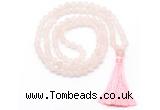 GMN8439 8mm, 10mm matte rose quartz 27, 54, 108 beads mala necklace with tassel