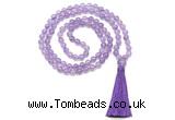 GMN8460 8mm, 10mm amethyst 27, 54, 108 beads mala necklace with tassel