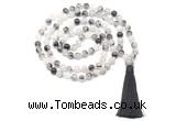 GMN8463 8mm, 10mm black rutilated quartz 27, 54, 108 beads mala necklace with tassel