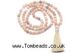 GMN8471 8mm, 10mm sunstone 27, 54, 108 beads mala necklace with tassel