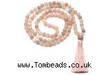 GMN8472 8mm, 10mm rainbow moonstone 27, 54, 108 beads mala necklace with tassel