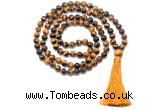 GMN8477 8mm, 10mm yellow tiger eye 27, 54, 108 beads mala necklace with tassel