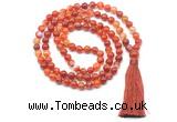 GMN8495 8mm, 10mm red banded agate 27, 54, 108 beads mala necklace with tassel