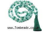 GMN8497 8mm, 10mm green banded agate 27, 54, 108 beads mala necklace with tassel