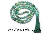 GMN8505 8mm, 10mm grass agate 27, 54, 108 beads mala necklace with tassel