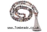 GMN8506 8mm, 10mm Botswana agate 27, 54, 108 beads mala necklace with tassel