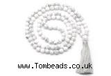 GMN8510 8mm, 10mm white howlite 27, 54, 108 beads mala necklace with tassel