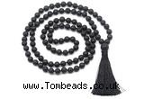 GMN8511 8mm, 10mm black lava 27, 54, 108 beads mala necklace with tassel