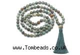 GMN8527 8mm, 10mm African turquoise 27, 54, 108 beads mala necklace with tassel