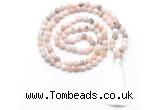 GMN8528 8mm, 10mm natural pink opal 27, 54, 108 beads mala necklace with tassel