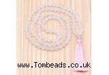 GMN8701 Hand-Knotted 8mm, 10mm Matte Rose Quartz 108 Beads Mala Necklace