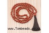 GMN8715 Hand-Knotted 8mm, 10mm Matte Red Jasper 108 Beads Mala Necklace