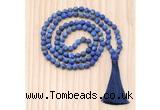 GMN8726 Hand-Knotted 8mm, 10mm Matte Lapis Lazuli 108 Beads Mala Necklace