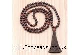 GMN8806 Hand-Knotted 8mm, 10mm Grade AA Red Tiger Eye 108 Beads Mala Necklace